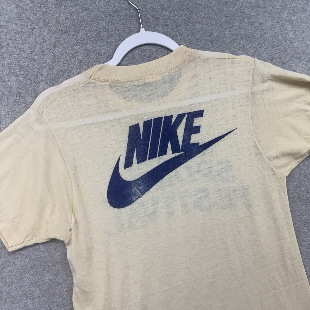 Vintage 1970s Screen Stars MSU Nike 10k Meter Run Thin Tshirt XL w/ FLAWS